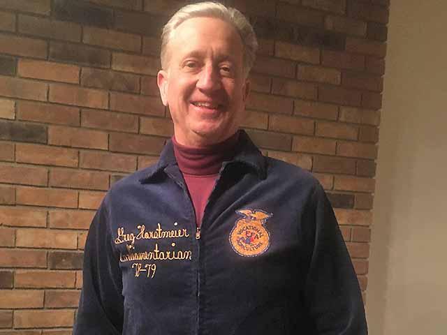 Pics, or it didn't happen. The author, about to turn as blue as the 47-year-old jacket he managed to pry on. (DTN photo courtesy of Greg D. Horstmeier)