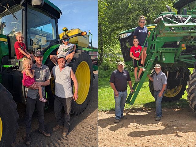 The best gift for Father's Day for our View From the Cab farmers is being surrounded by family. Left: Tyler Rath and children and his father, Dennis. Right: Chris Weaver and children with his father, Dick. (Photos courtesy of Tyler Rath and Chris Weaver)